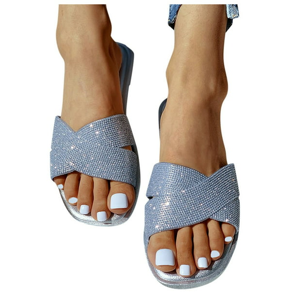 Details about   Large Size Sandals Flat Bottoms Beach All-match Buttons Slippers Women's Shoes U